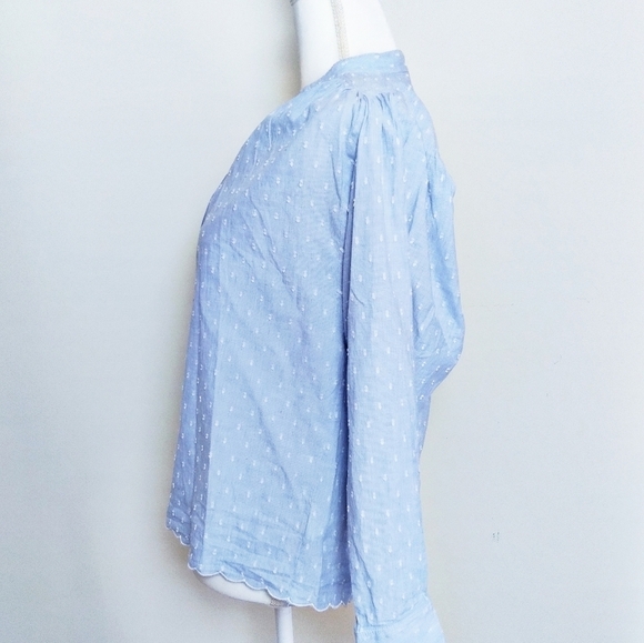 Joie Swiss Dot Scalloped Hem Button Front Shirt - Picture 3 of 9